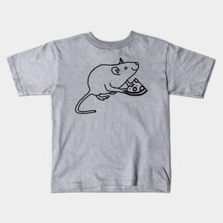 Rat with Pizza Slice Outline for a Geek Kids T-Shirt